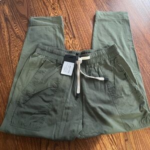 NWT Bassike Regular Tapered Jersey Drawstring Pant, Size L, khaki green